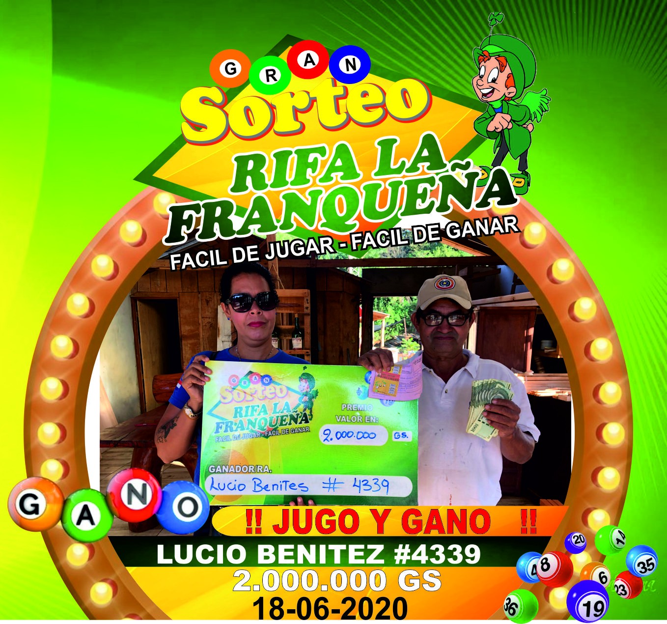 !! ATENCION !! AQUI PRESENTAMOS A NUESTRO FELIZ GANADOR  JUGO Y GANO EL SEÑOR LUCIO BENITEZ DE PROFECCION CARPINTERO  SE GANAN TREMENDO PREMIO DE 2.000.000 GS. DEL DIA JUEVES  ESTA UBICADO EN CDE A METROS DE XPLAST  MUCHAS GRACIAS POR SU CONFIANZA UNA VEZ